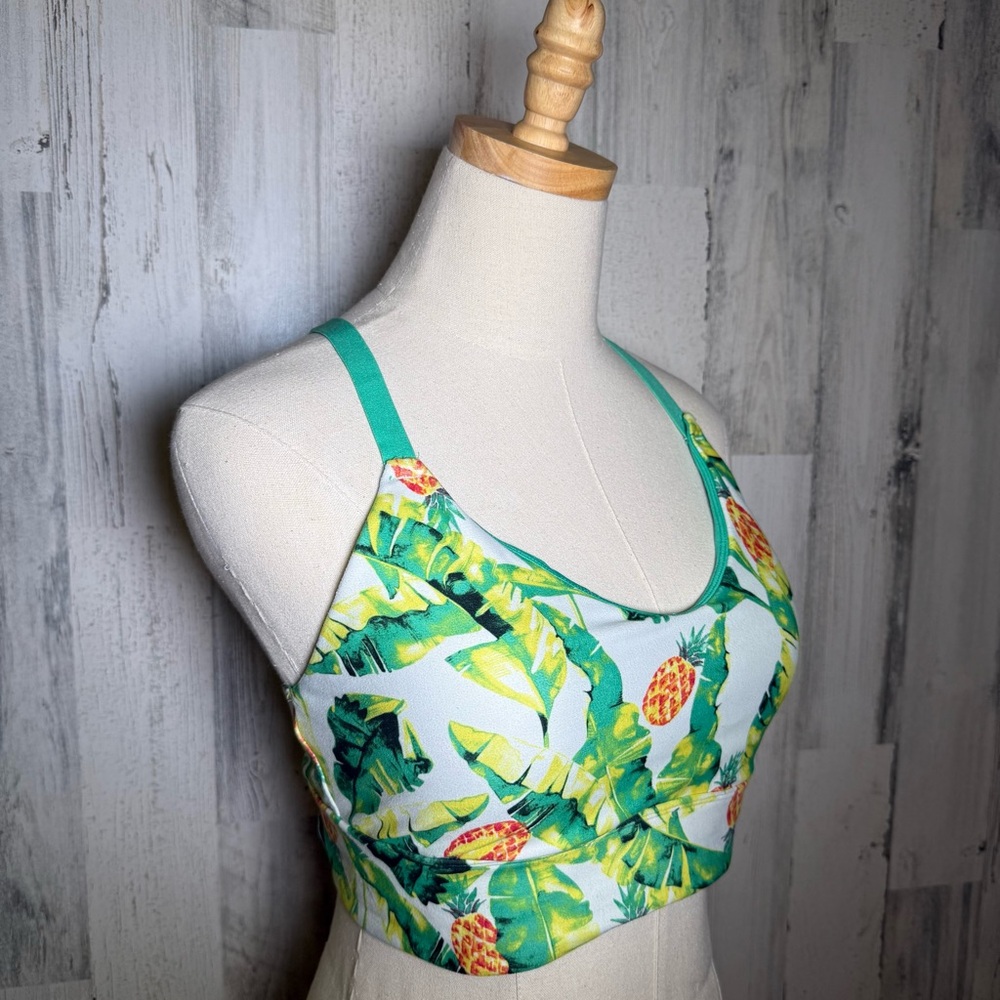 Wildfox Sweat Sports Bra Size Large - pineapples & palm leaves